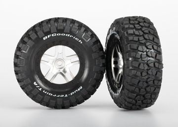 Traxxas 6873X Tires &amp; Wheels Goodrich S1/S-Spoke Chr.-Black 4WD/2WD Rear