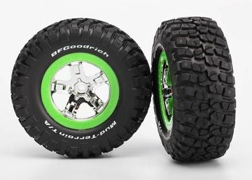 Traxxas 6876 Tires &amp; Wheels BFGoodrich/SCT Chrome-Green 4WD/2WD Rear (2)