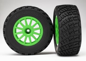 Traxxas 7473X Tires &amp; Wheels BFGoodrich/Green Rally 1/10 TSM (2)