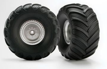 Traxxas 3663 Tires &amp; Wheels Terra Groove/Satin Chrome 2.0/3.0" Truck (2)