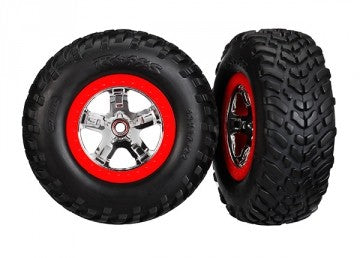 Traxxas 5888 Tires &amp; Wheels SCT/SCT Chrome-Red 2WD Front (2)