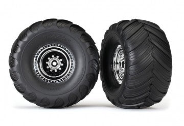 Traxxas 3663X Tires &amp; Wheels Terra Groove/Chrome 2.0/3.0" Truck (2)