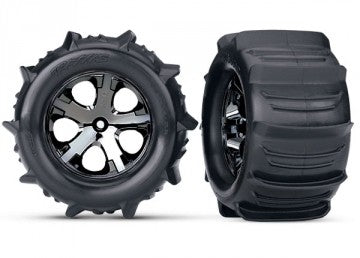 Traxxas 3689 Tires &amp; Wheels Paddel/ All-Star Black Chrome 2.8" TSM Rear