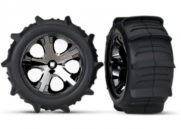 Traxxas 3776 Tires &amp; Wheels Paddel/ All-Star Black Chrome 2.8" TSM Rear