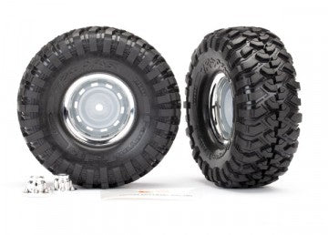 Traxxas 8166 Tire &amp; Wheel Canyon Tr./Chro. 1.9"+Center Caps (for #8255A)
