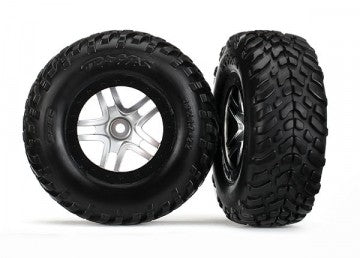 Traxxas 6892R Tires &amp; Wheels SCT S1/S-Spoke Chr.-Black 4WD/2WD Rear TSM(2)