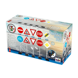 5 pcs. traffic signs, 70 cm tall – stop sign, roadworks, cycle path, give way, end of main road