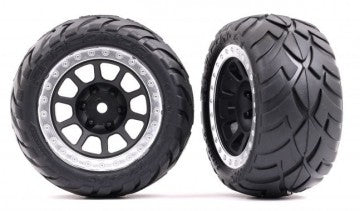 Traxxas 2478G Tires &amp; Wheels Alias Medium / Grey Satin w. Chrome Ring  2.2" Rear (2)