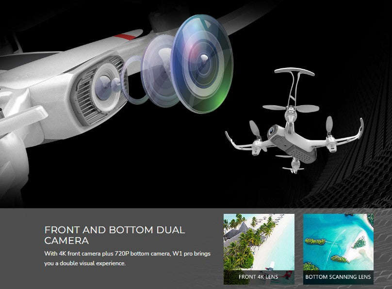 Syma W1 Pro - kameradrone m. GPS, 2 x kamera, HD, Optical flow, follow me m.v.