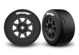 TRX10876-BLK Tires & Wheels Speed Slicks Hard / Mini Rally Black Front (2)