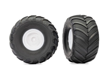 Traxxas 3663-WHT Tires &amp; Wheels Terra Groove/ White 2.0/3.0" Truck (2)