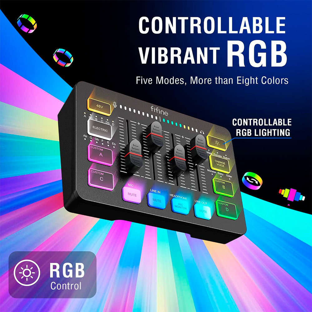 FIFINE SC3 RGB Audio Interface, Black