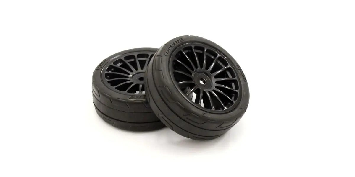 Kyosho 1:10 Fazer FZ02  Pre-Glued 15 Spokes Black Medium Tyres (2)