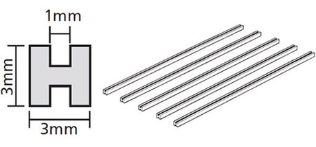 Clear Plastic Beams 3mm H *5