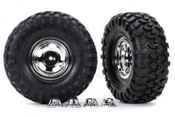 Traxxas 8159X Tires &amp; Wheels 2.2" Canyon Trail / Chrome w/ Center Caps (Requires #8255A)