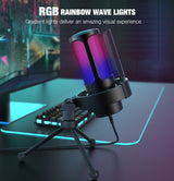 Fifine A8V Condenser RGB USB Microphone, Black
