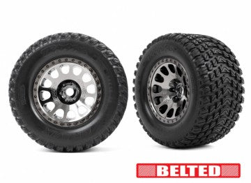 Traxxas 7862X Tires &amp; Wheels Gravix Belted / XRT Race Black Chrome (2)