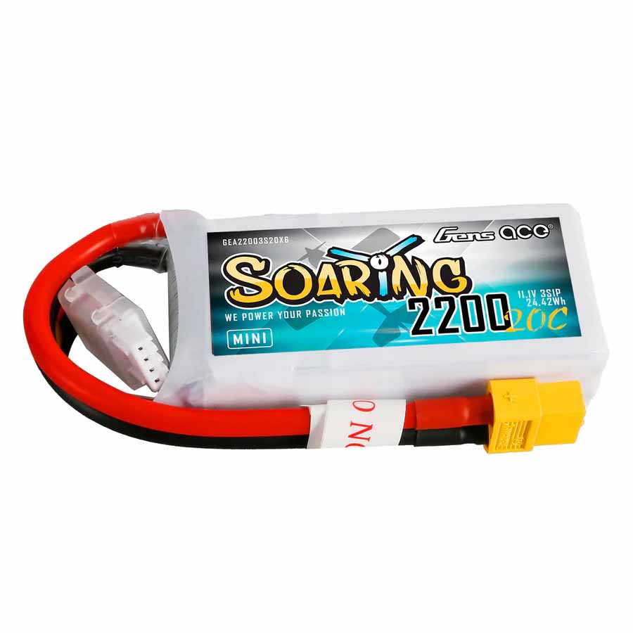GensAce Soaring Mini LiPo 3S 11.1V-2200-20C 77x34x26mm 144g (XT60)
