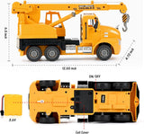 Kranbilens mål: 32 cm lang, 16,5 cm høj (35,3 cm med udslået kran)