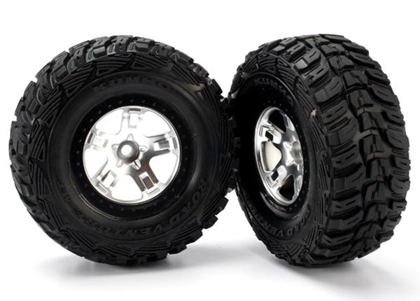 Traxxas 5881X Tires &amp; wheels, assembled, glued (SCT satin chrome, beadlock