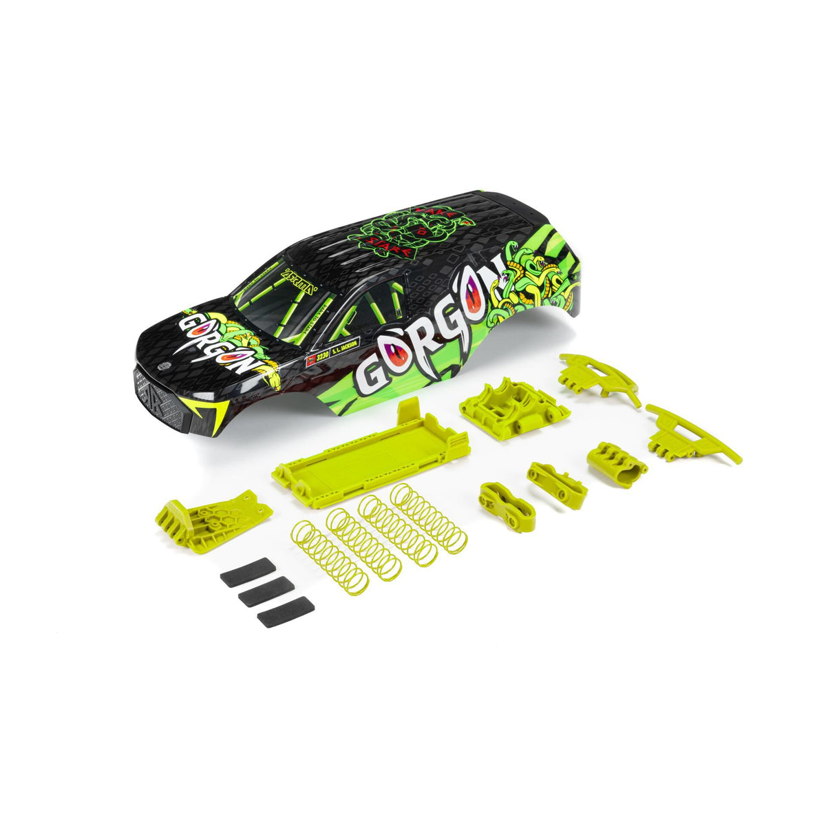 GORGON Painted Decaled Trimmed Body Set (Fluoro Yellow)