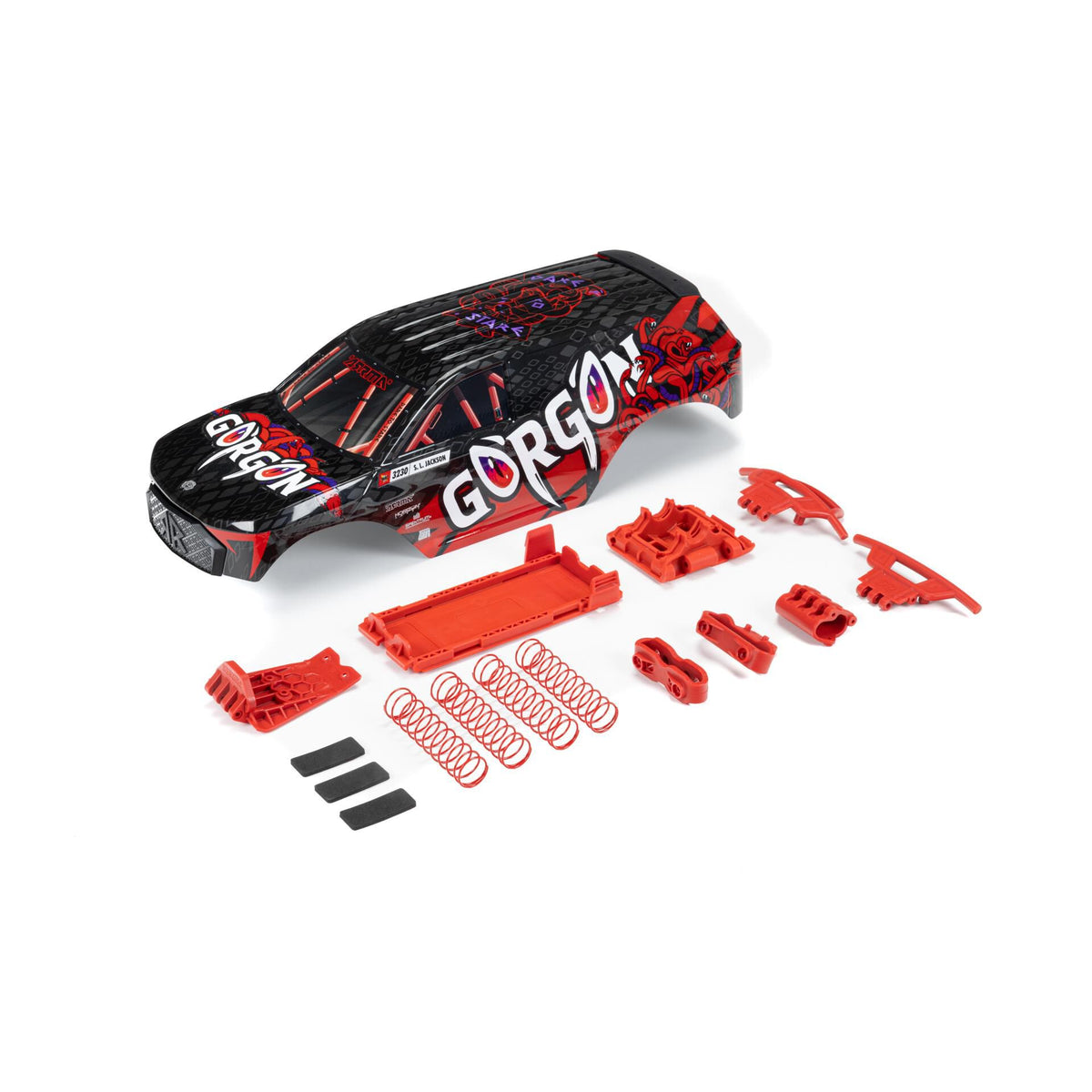 GORGON Painted Decaled Trimmed Body Set (Black/Red)