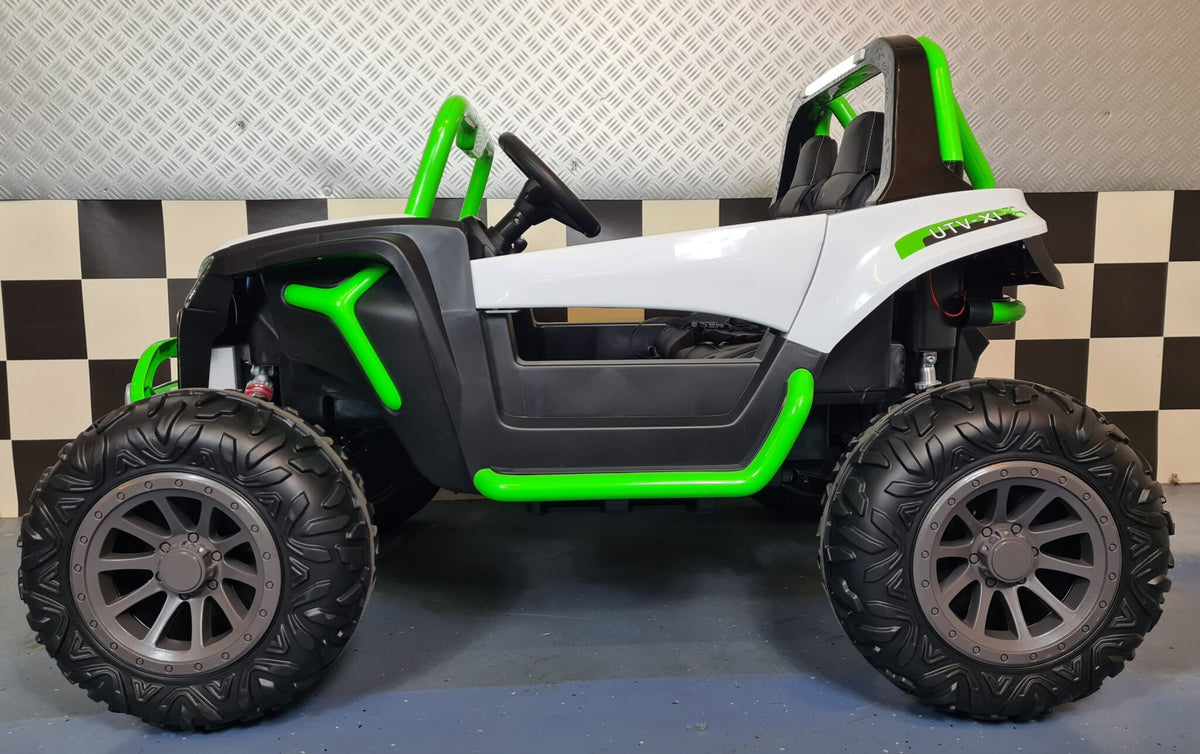 Kids' buggy 24V – 2 seats, white/green