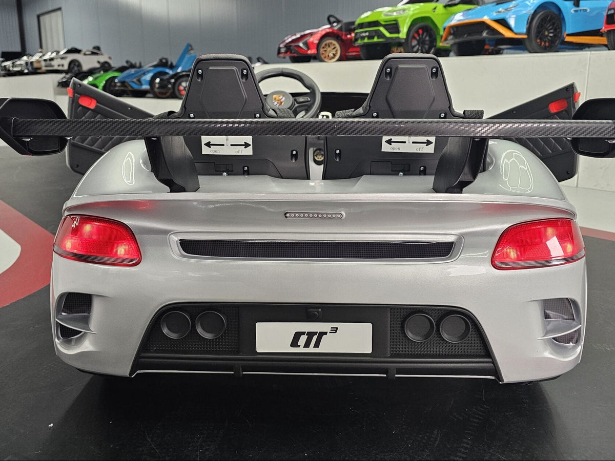 Porsche RUF 24V electric car for kids – 2 seats, metallic silver