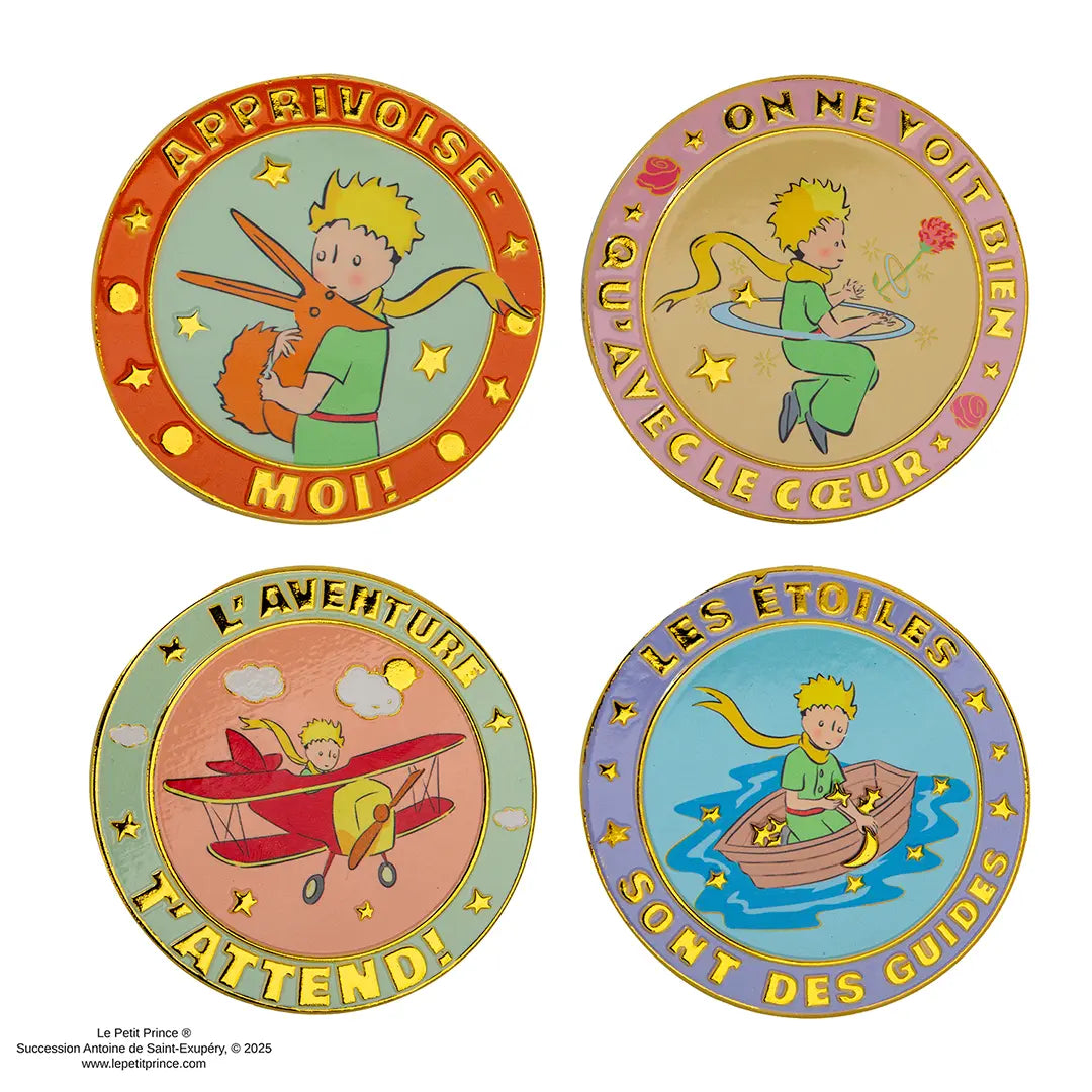 Set of 4 ceramic coasters and metal holder - The Little Prince