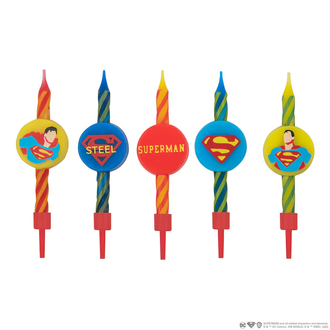 Set of 10 Birthday style Candles Superman logo - DC Comics