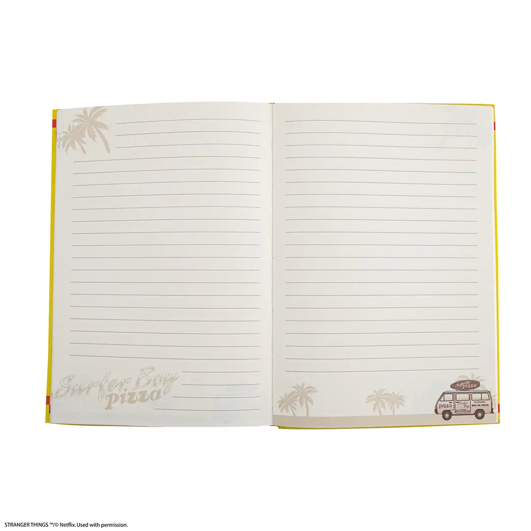 Hard cover notebook Surfer Boy Pizza - Stranger Things