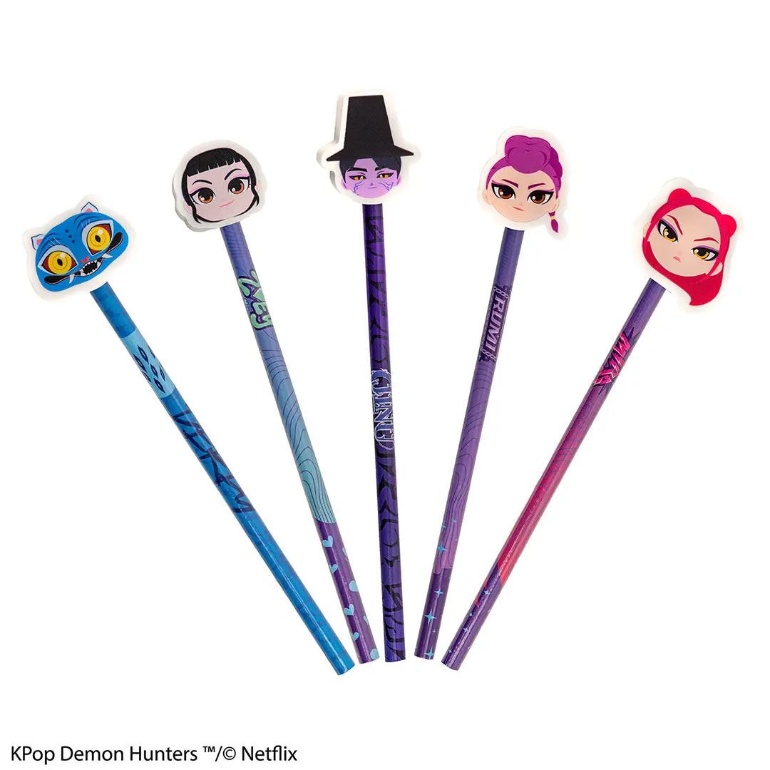 Display of 30 pencils and erasers – K-Pop Demon Hunters