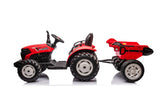 Kids' tractor 24V with trailer – 1 seat, red