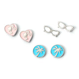 3 stud earrings - Barbie