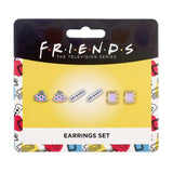Set of 3 Earring Studs Frame Coffee Cup Friends Logo - Friends