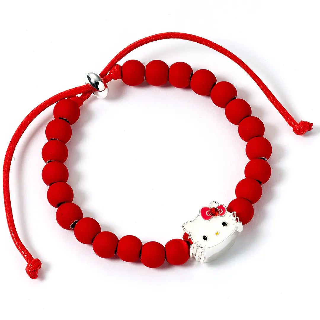 Red Beaded Bracelet with Charm - Hello Kitty