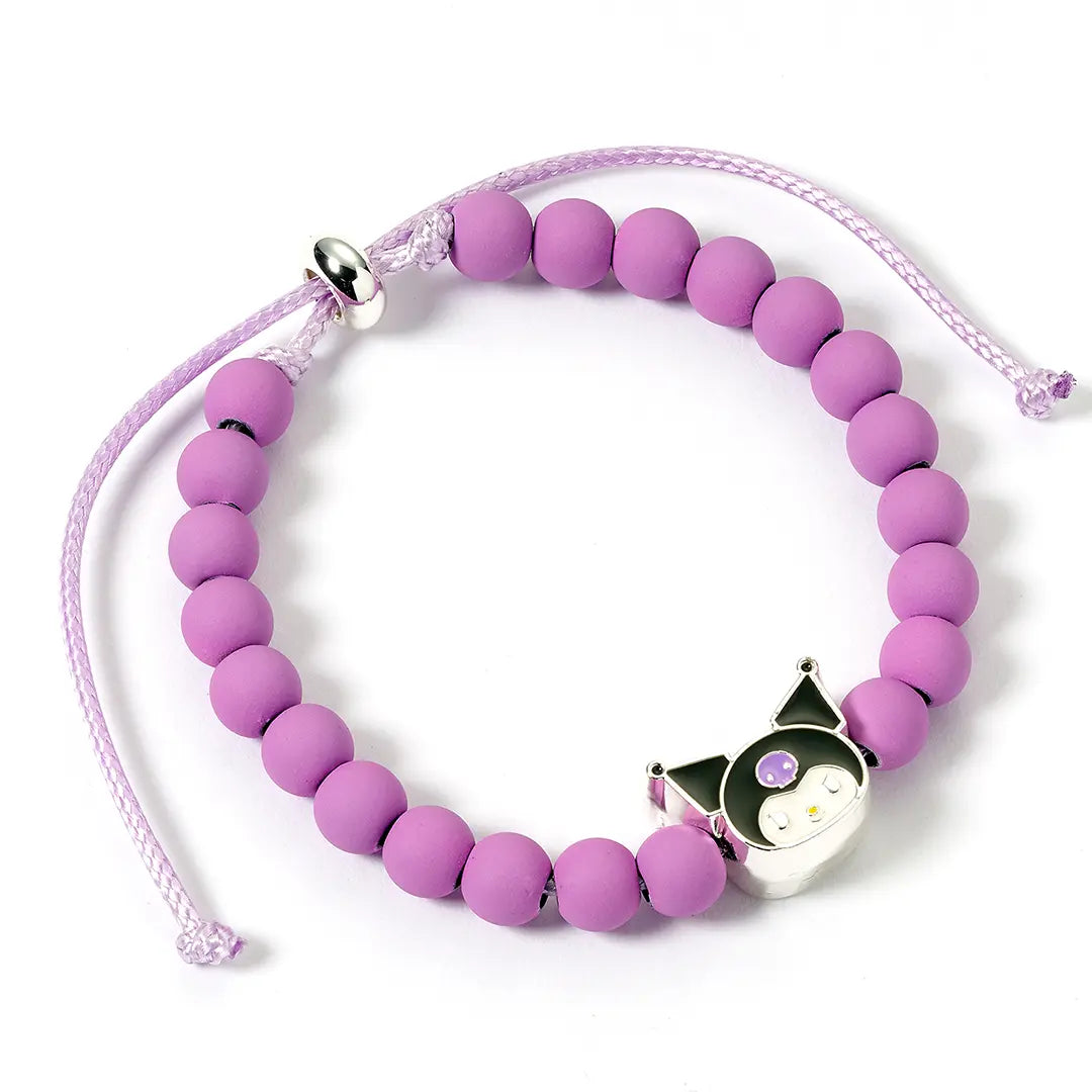 Purple Beaded Bracelet with Kuromi Charm - Hello Kitty