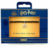 Sterling silver Deathly Hallows Charm black crystal bracelet - Harry Potter
