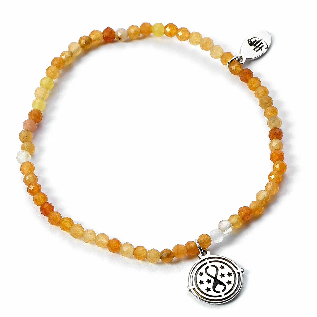 Sterling silver Time Turner Charm orange crystal bracelet - Harry Potter