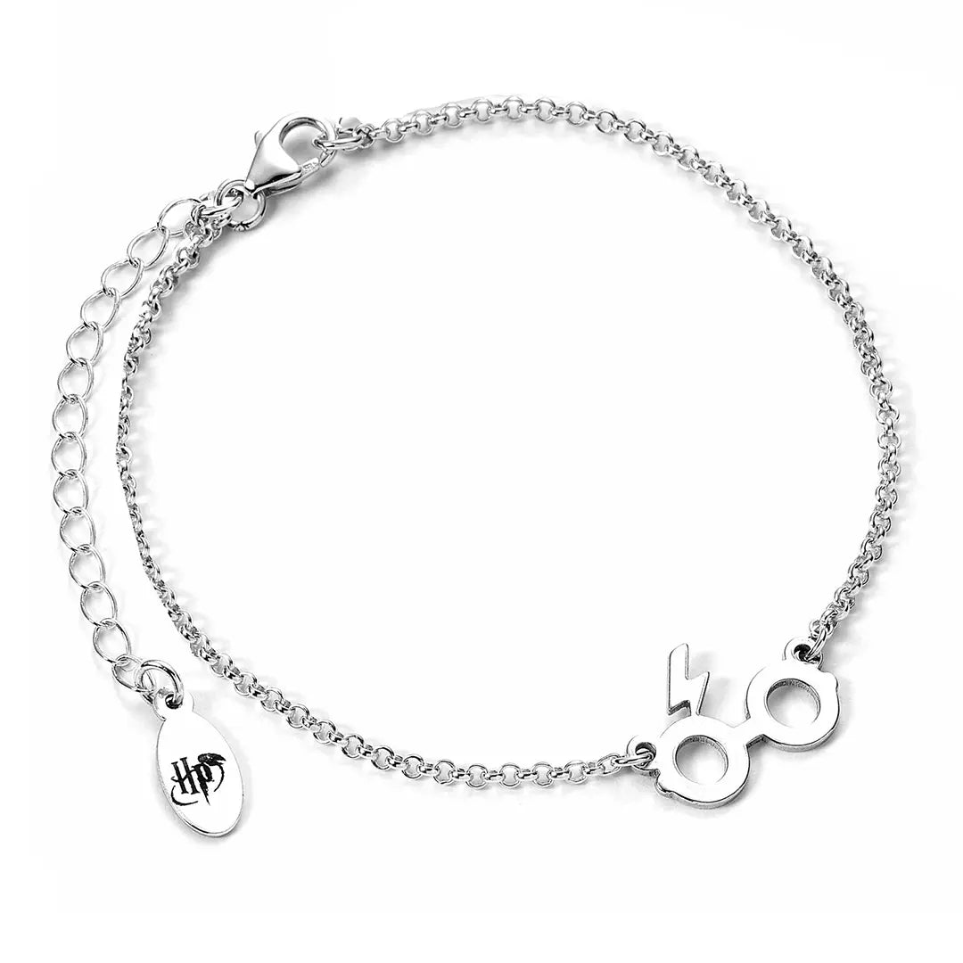 Sterling Silver Glasses & Lightning Bolt Charm Bracelet - Harry Potter