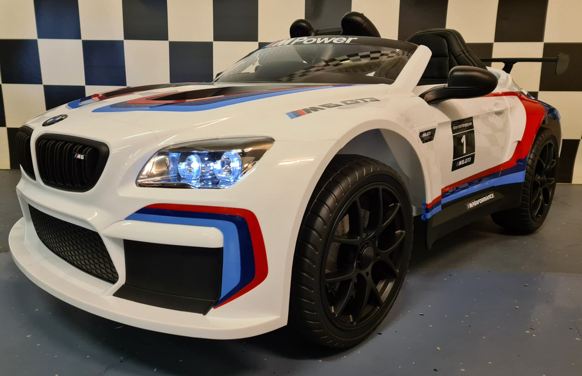 BMW M6 GT3 12V electric car for kids with remote control – white