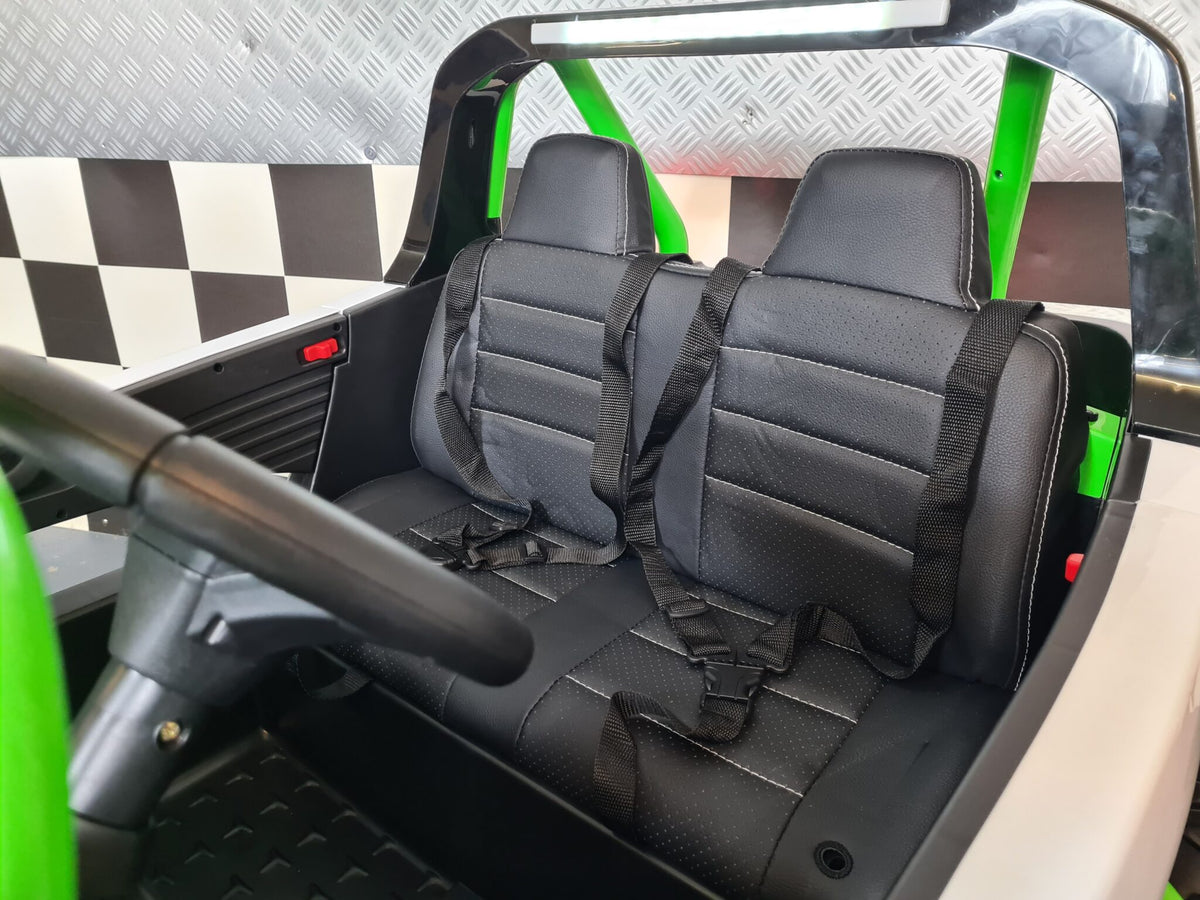Kids' buggy 24V – 2 seats, white/green