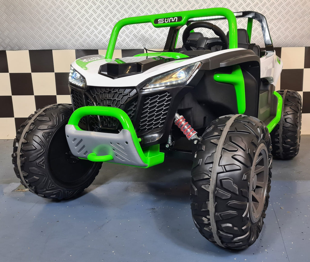 Kids' buggy 24V – 2 seats, white/green