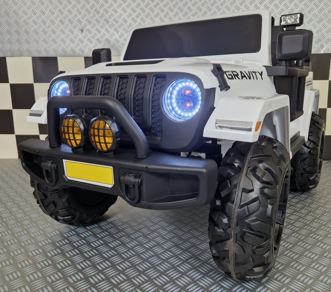 Gravity kids' jeep 12V – 2 seats, white