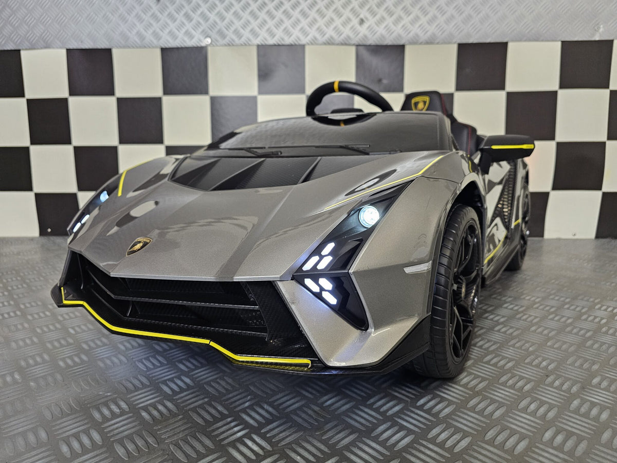 Lamborghini Auténtica 12V electric car for kids – 1 seat, metallic grey