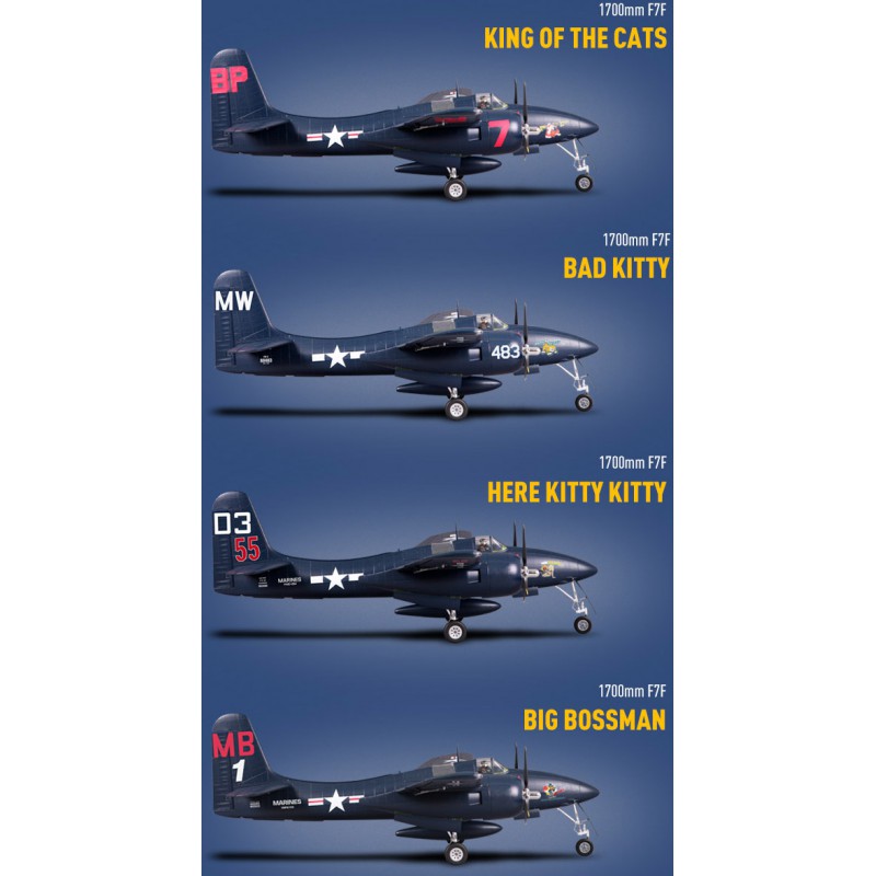 1/9 Plane 1700mm F7F Tigercat Blue PNP kit