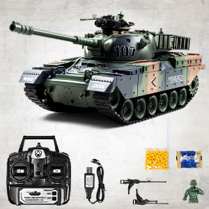 Serious remote-controlled tank with real pellets, real smoke, real movements plus option for water pellets