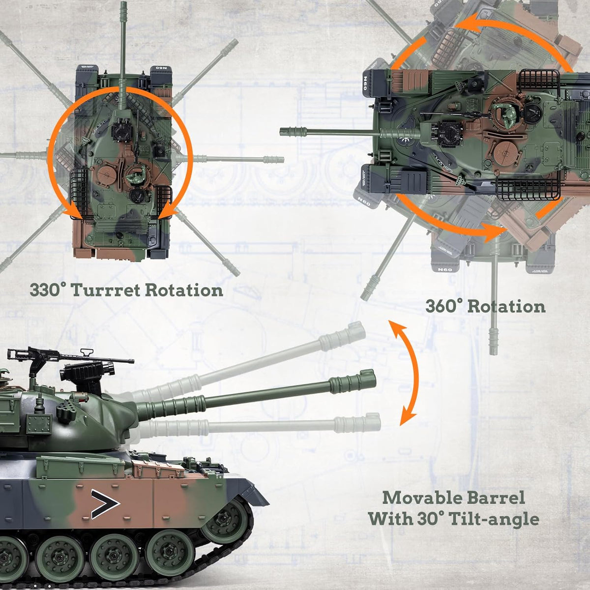 Serious remote-controlled tank with real pellets, real smoke, real movements plus option for water pellets