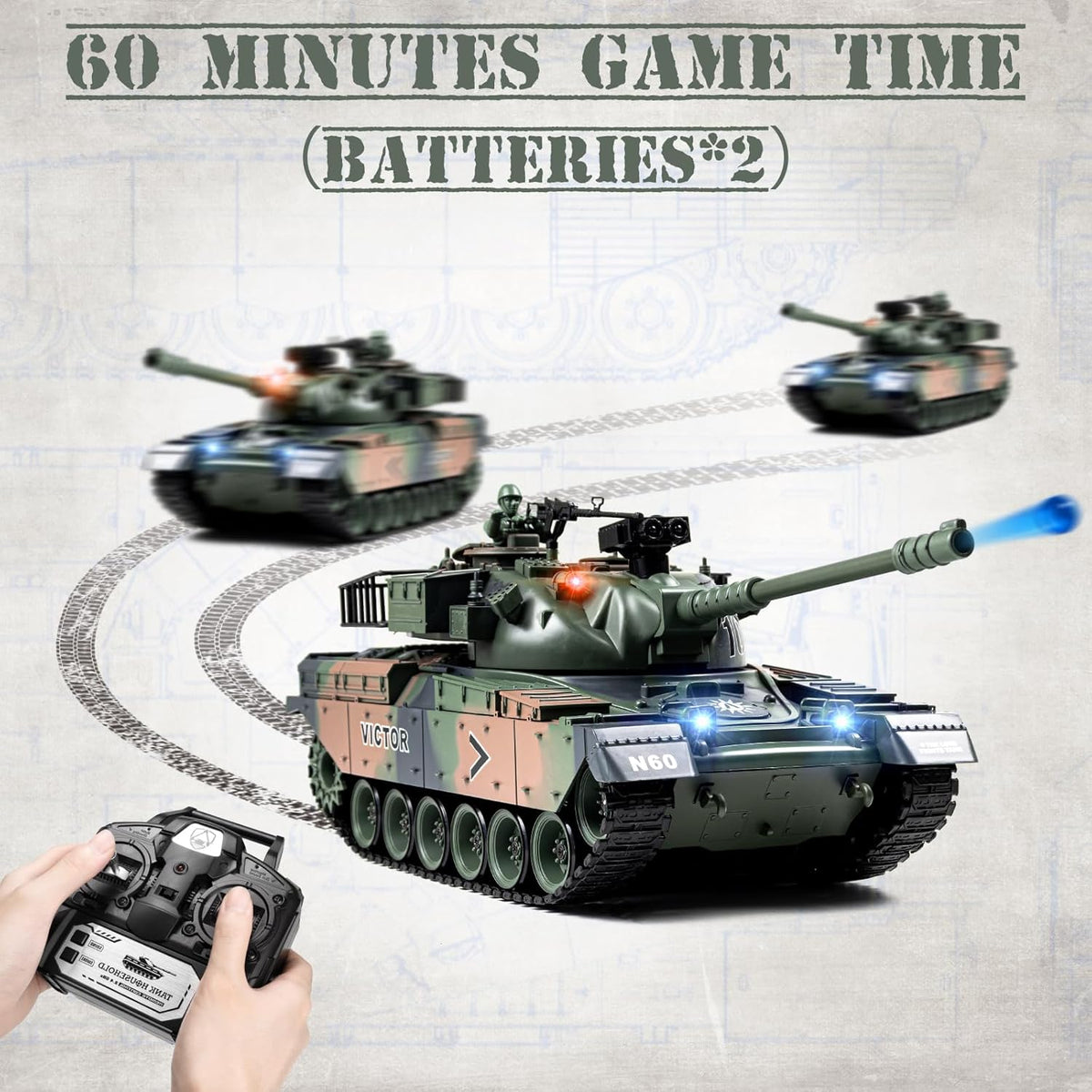 Serious remote-controlled tank with real pellets, real smoke, real movements plus option for water pellets
