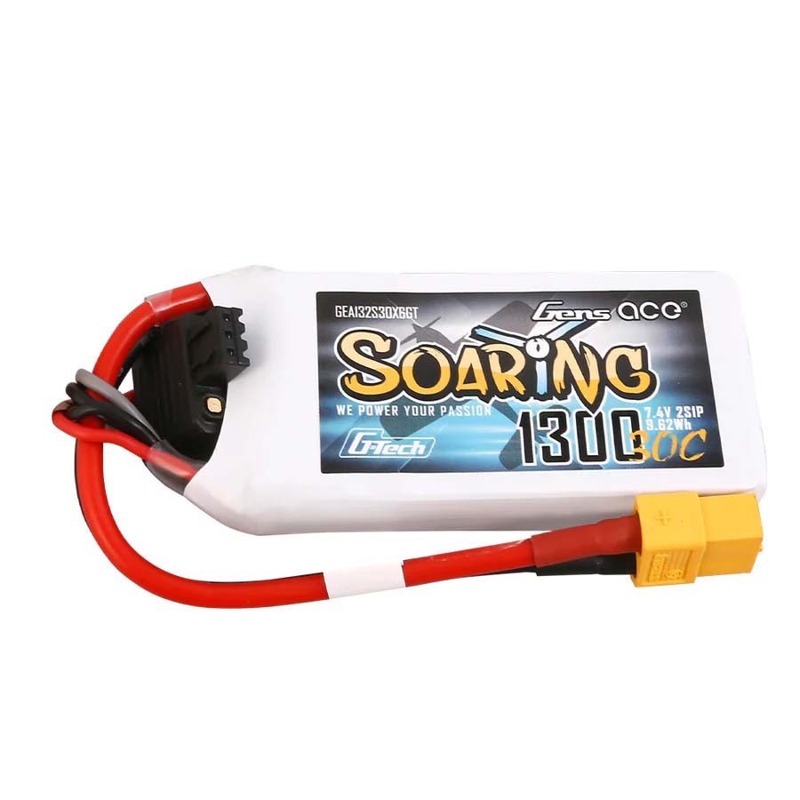 GENS ACE GE1-1300-2X6GT - Gensace Soaring LiPo 2S 7.4V-1300-30C XT60 69x34x14.5mm 79g G-Tech